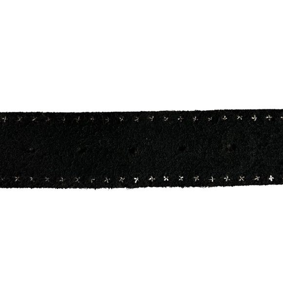 Cache bejeweled buckle, cowgirl belt, black leather studded, sz S, EUC vintage - Picture 5 of 13